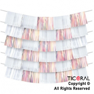 CORTINA FLECOS 3 CAPAS DE 1.52 X 24.8 CM IRIDISCENTE Y BLANCA